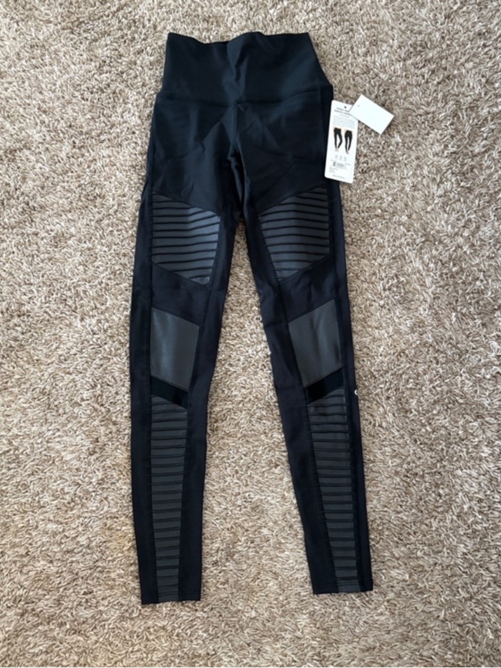 Alo Yoga NWT High Waist Moto Leggings Black Glossy XS Full Length